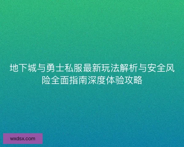 地下城与勇士私服最新玩法解析与安全风险全面指南深度体验攻略